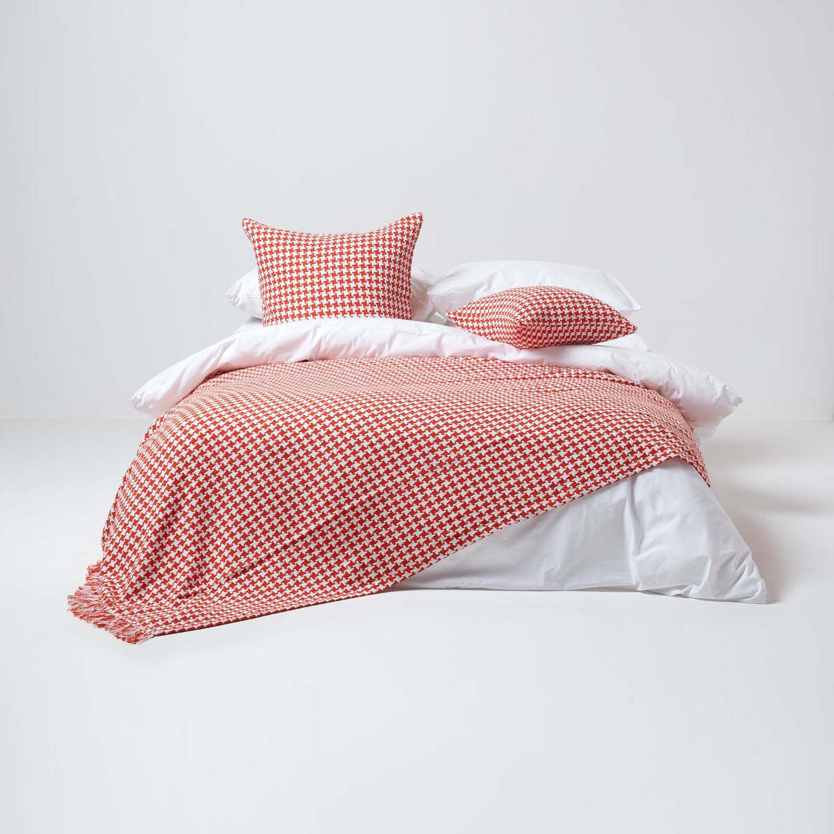TAGESDECKE 255/360 cm, Hahnentritt-Muster - Orange, Textil (255/360cm) - Homescapes
