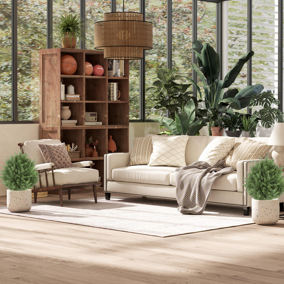ZYPRESSE Baleares del Valle Grün 2er-Set Kunststoff Ø40/60 cm - Grün, Kunststoff (60cm) - Jamb