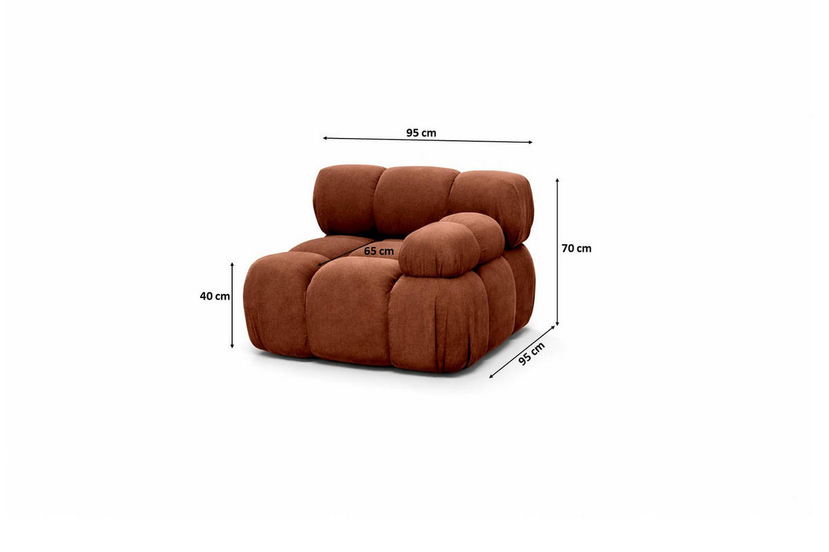MODUL Seitlich, Für Modulares System, Stoff Salvador, Dunkelbraun, Rechts, Selia - Dunkelbraun, Holz (95/70/95cm) - Kaiser Möbel