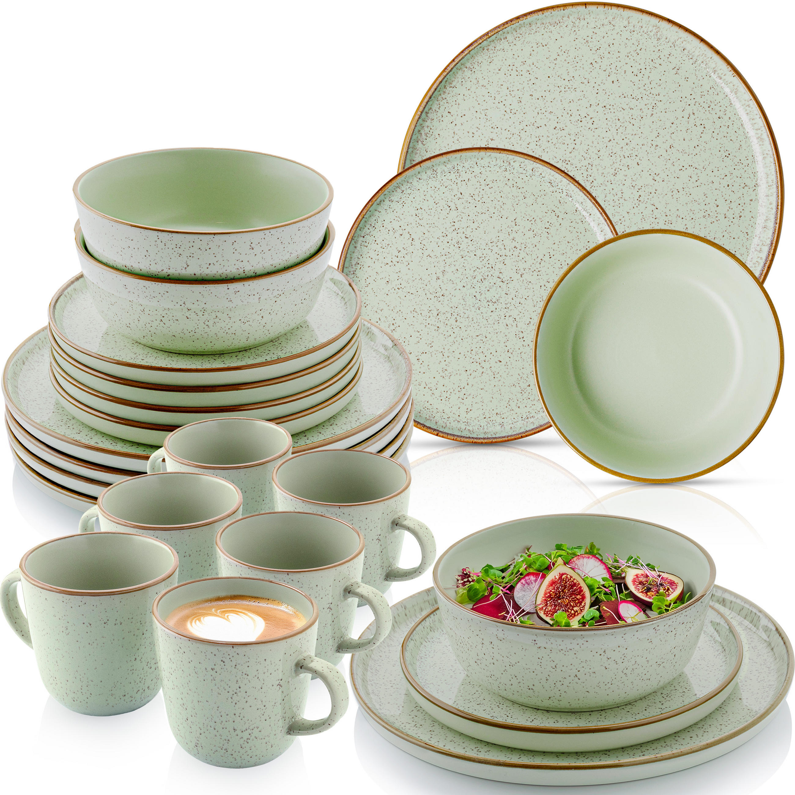 KOMBISERVICE RIO MINZE - 24 teilig aus Steingut - Mintgrün, Stein (50/30/80cm) - Sänger