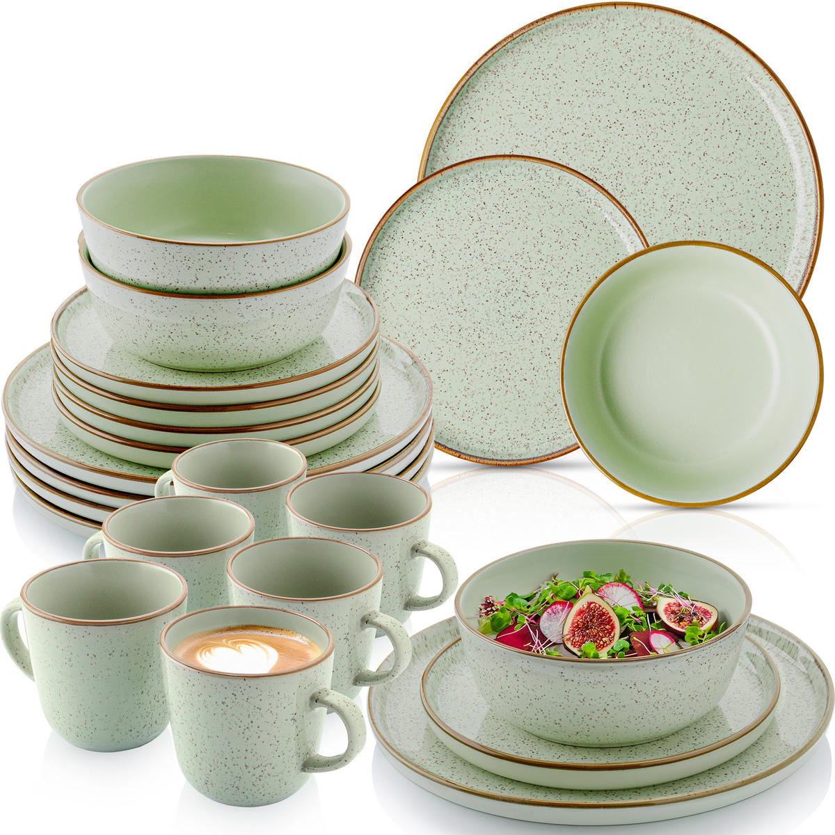 KOMBISERVICE RIO MINZE - 24 teilig aus Steingut - Mintgrün, Stein (50/30/80cm) - Sänger