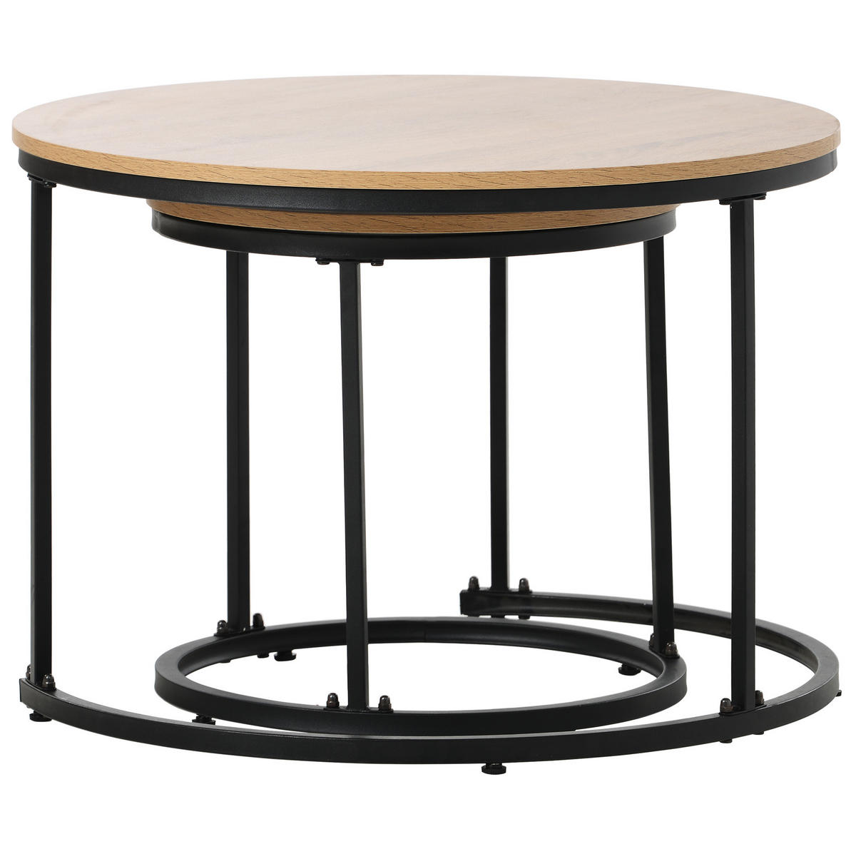 COUCHTISCH 2er-Set 70,5/50 und 44/45,5 cm in Eichefarben mit Metallgestell - Naturfarben, Holzwerkstoff (70.5/70.5/50cm) - Flora Grace