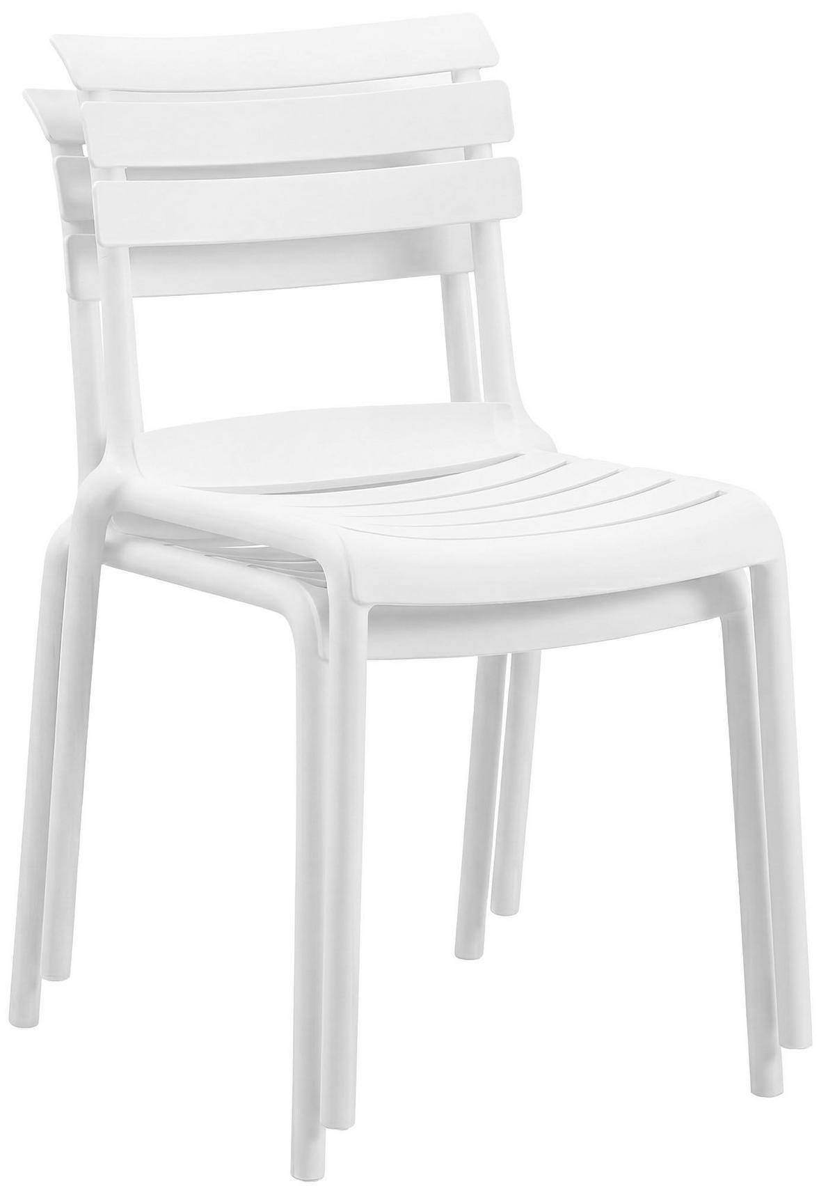 GARTENMÖBEL-SET Klara 2 Stühle 190x72x82cm Kunststoff Weiß Balkonset - Weiß, Kunststoff - DELUKE