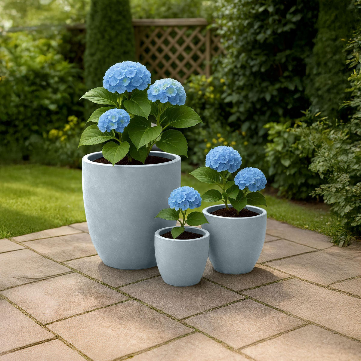 PFLANZKÜBEL 3er Set Grau - Grau, Kunststoff (45/43cm) - CLP