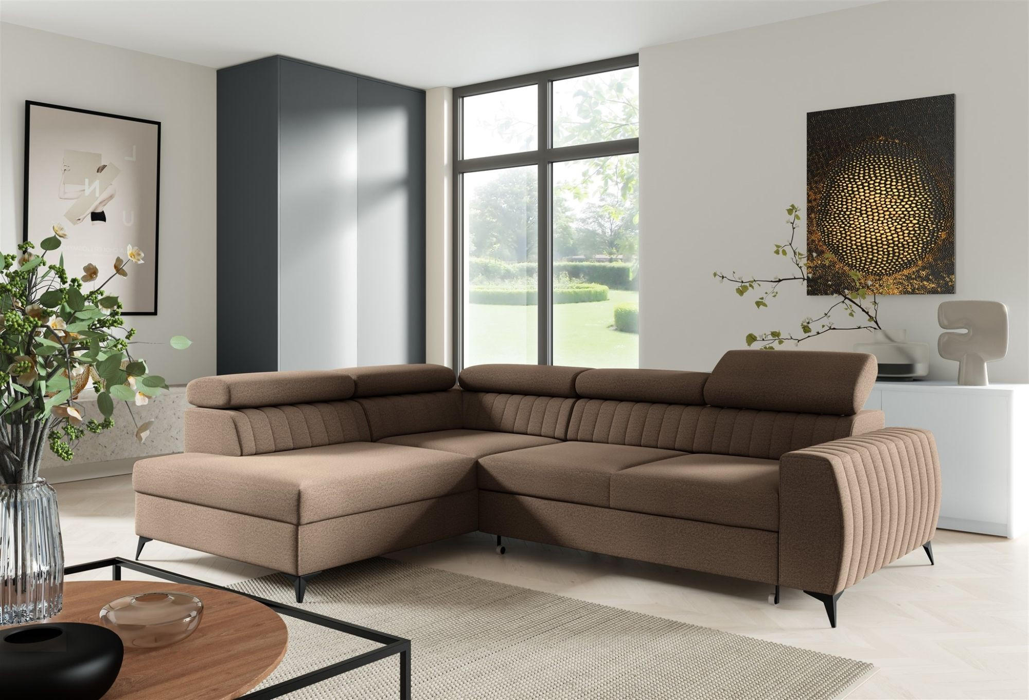 ECKSOFA Toronto - Braun, Holzwerkstoff/Textil (270/200cm) - Fun Möbel
