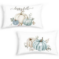 KISSENBEZUG 2er Set Kürbis 30 x 50 cm Beige Blau - Multicolor, Textil (30/50cm)