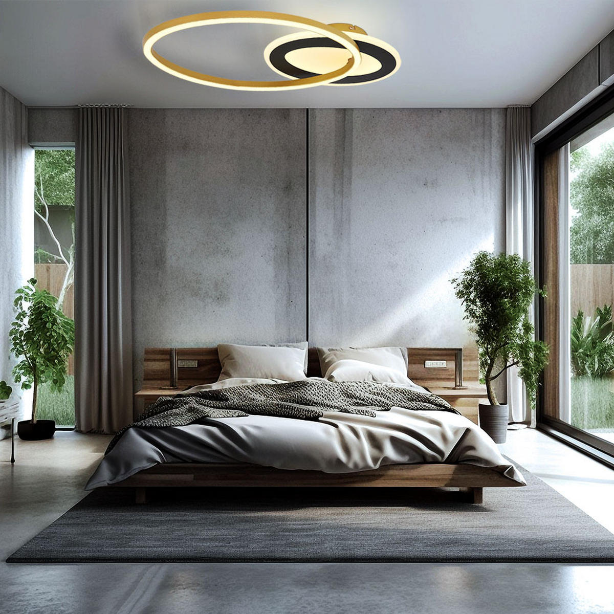 LED DECKENLEUCHTE SILLA I Schwarz Gold - Goldfarben, Metall (53/23.5/7cm) - Globo Lighting