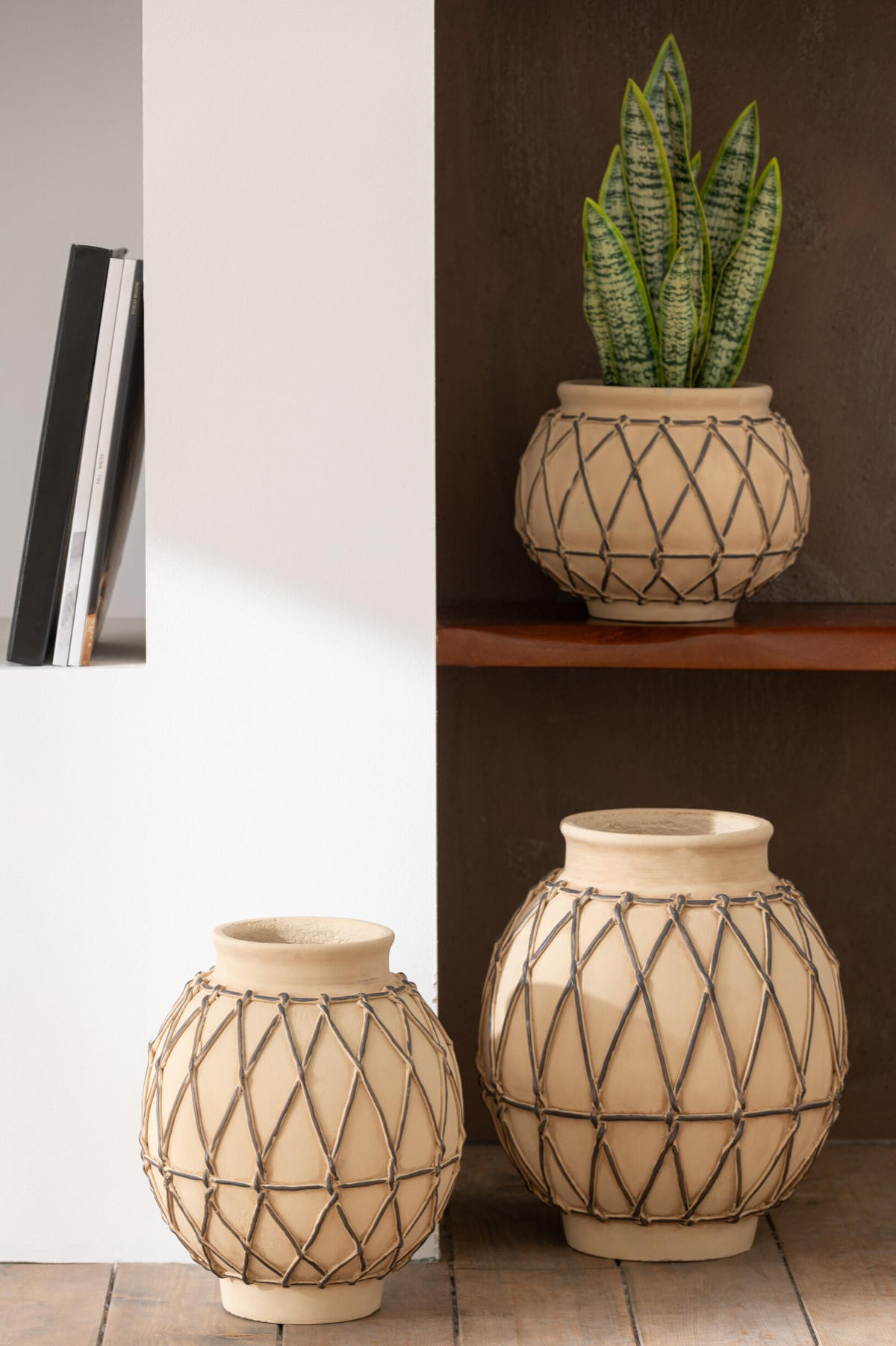 BLUMENTOPF BERBER - Zement - Beige - L - Ø 31,5 cm - Beige, Stein (31.5/35.5cm) - J-Line