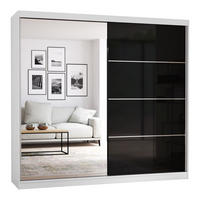 SCHIEBETÜRENSCHRANK - BEN 31 233 CM (Weiß+ Schwarz) - Schwarz/Weiß, Holzwerkstoff/Metall (233/218/61cm) - Möblo