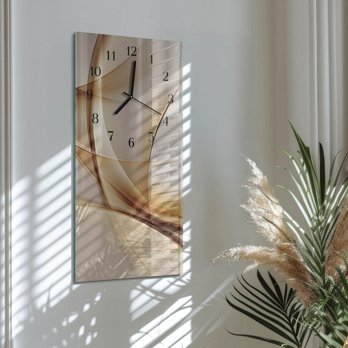 WANDUHR 60x30 cm - Tasse Kaffee - Beige, Glas (30/60/0.4cm) - TULUP