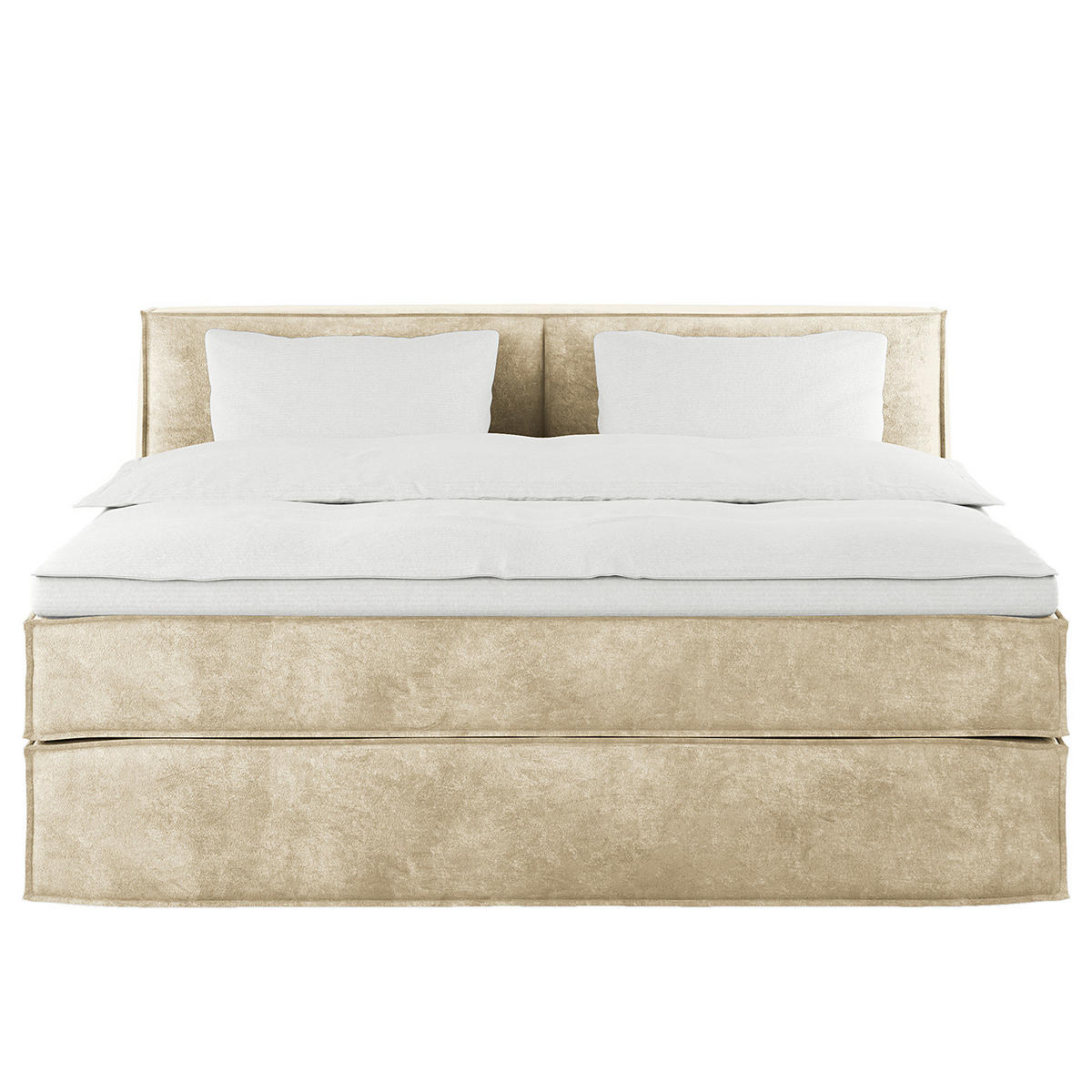 BOXSPRINGBETT mit Kopfteil - Premium - Beige, Textil (200/200cm) - home24