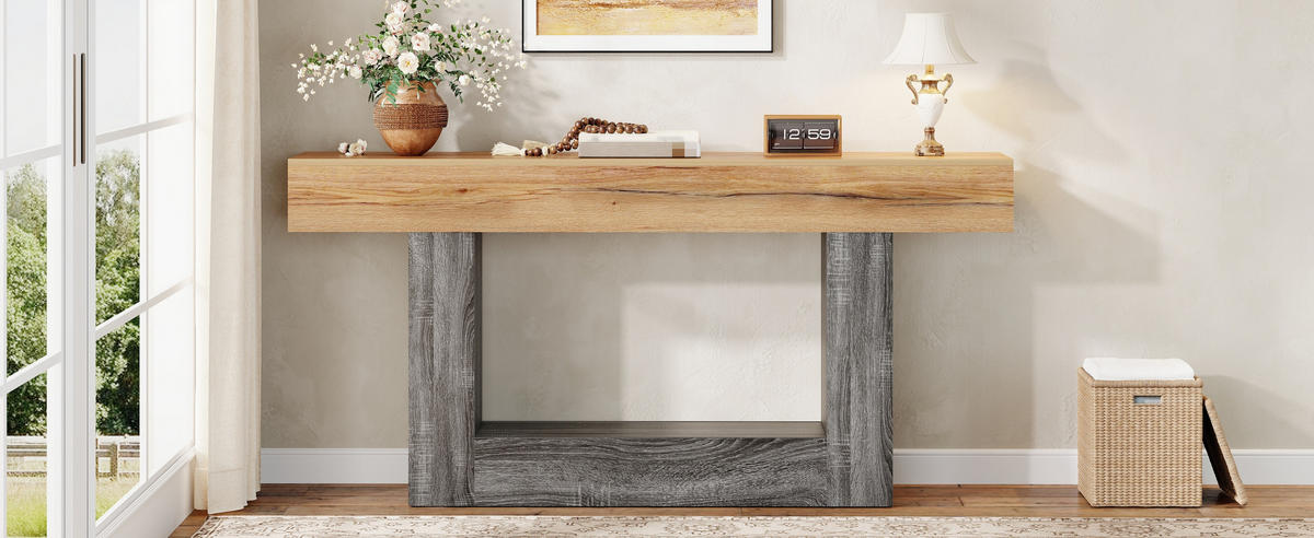 KONSOLENTISCH Holzoptik Ablagefach - Naturfarben, Holzwerkstoff (30/160/82.5cm) - Fortuna Lai