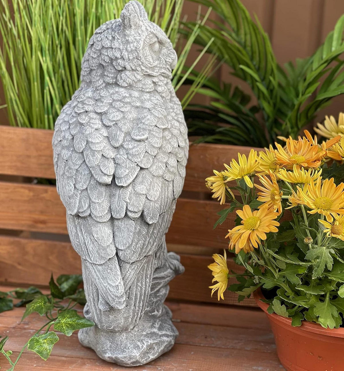 STEINFIGUR Eule Uhu groß naturgetreu frostfest Steinguss - Grau, Stein (20/41/16cm) - stoneandstyle