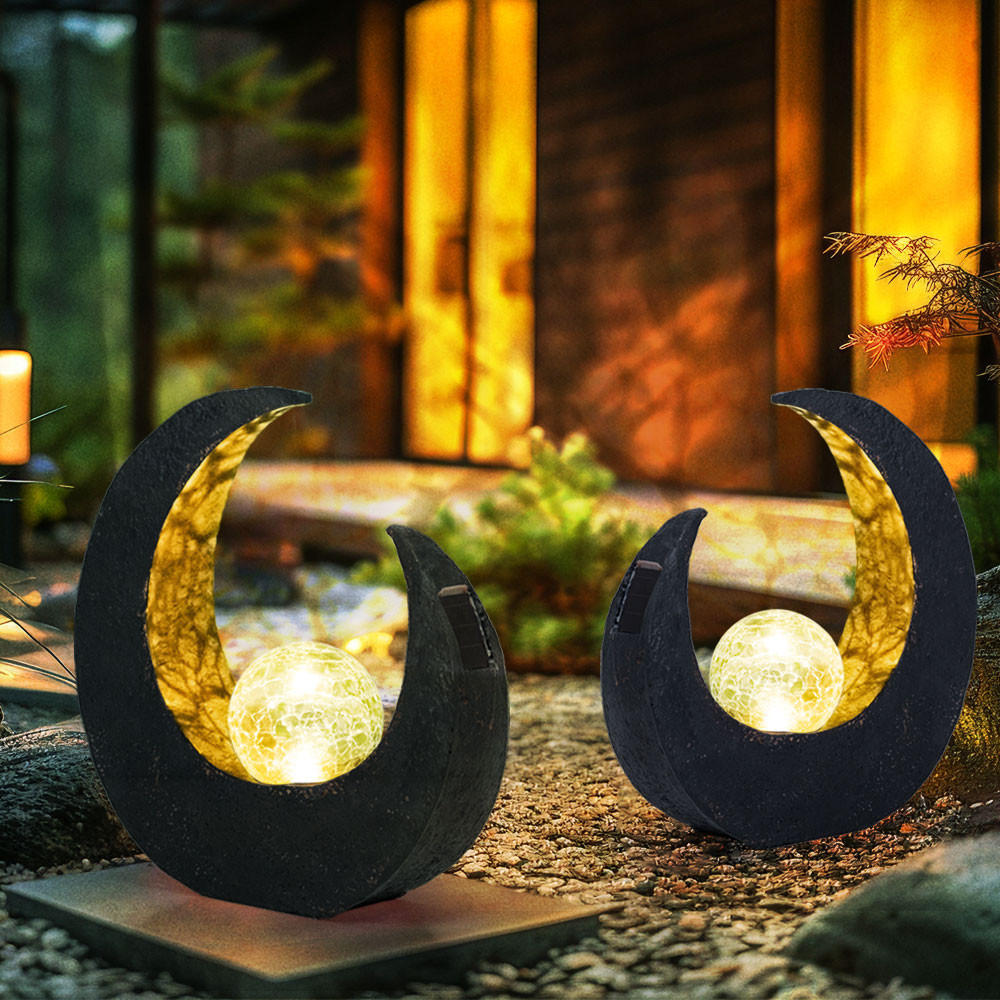 LED AUSSENLEUCHTE Halbmond Schwarz Gold - Schwarz, Glas/Kunststoff (29.4/9/30.5cm) - Nowa