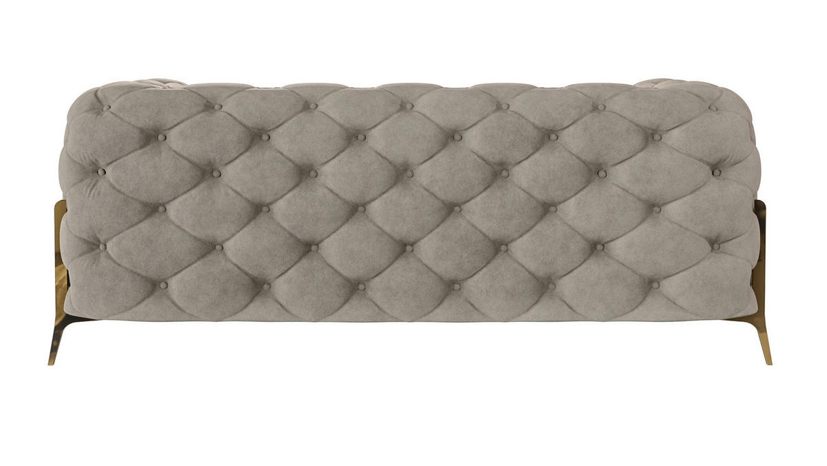 CHESTERFIELD-SOFA 2-Sitzer Lexi Dunkle Creme Samt - Goldfarben/Creme, Holz/Textil (185/75/100cm) - S-Style Möbel
