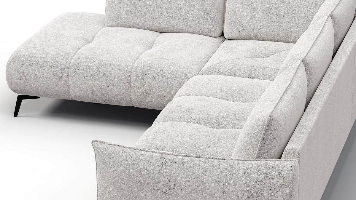 ECKSOFA AERA 5-Sitzer links, ecru - Ecru/Schwarz, Holz/Textil (268/206cm) - Courtois Laville