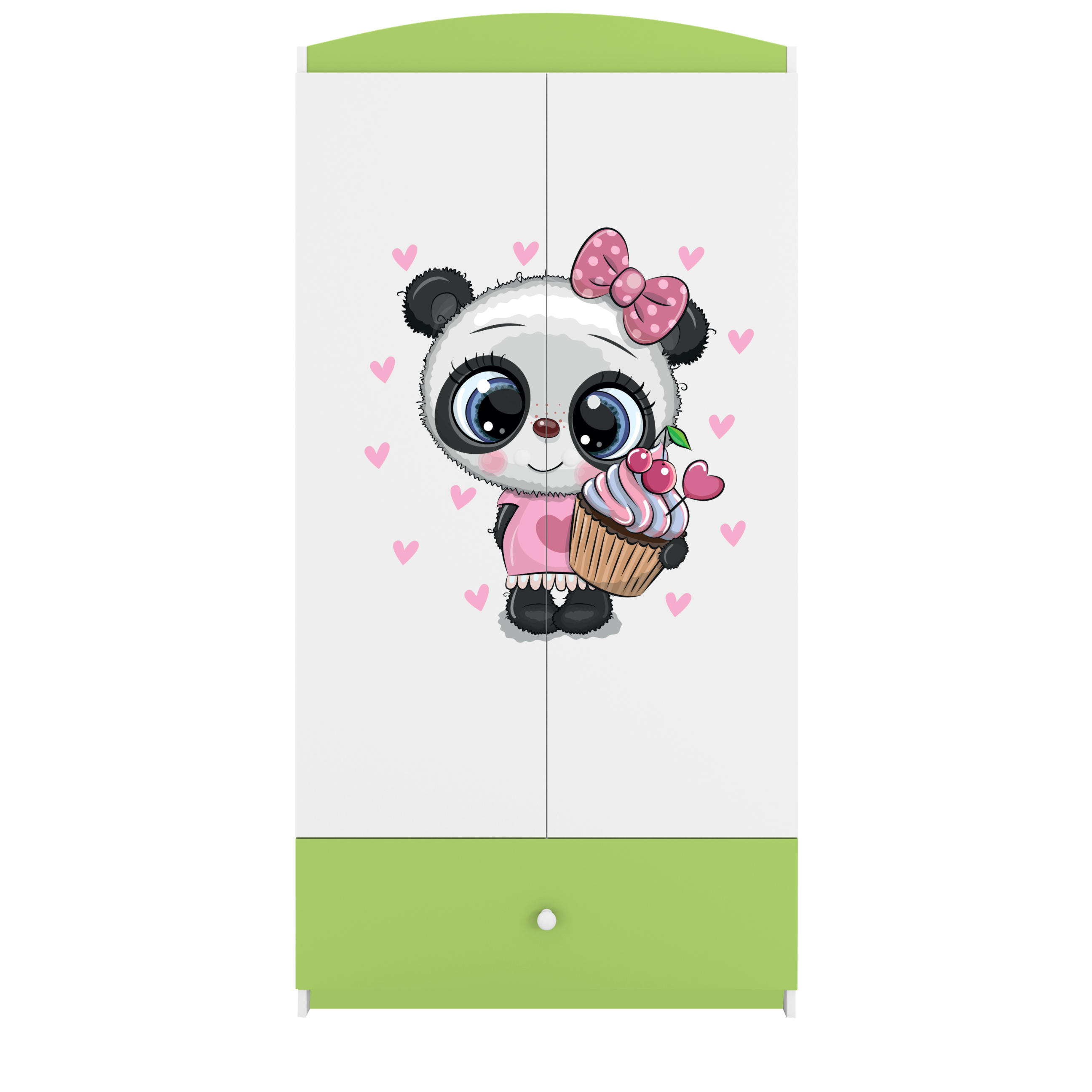 KINDERKLEIDERSCHRANK Panda - Grün, Holzwerkstoff (90/175/52cm) - RAUMHIRSCH FURNITURE