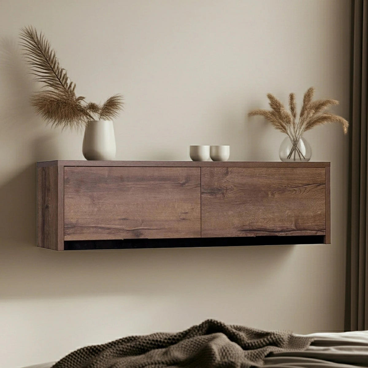 HÄNGESCHRANK Martin 120 cm - Schwarz Hochglanz/Schwarz, Holzwerkstoff/Metall (120/32/35cm) - Ravio