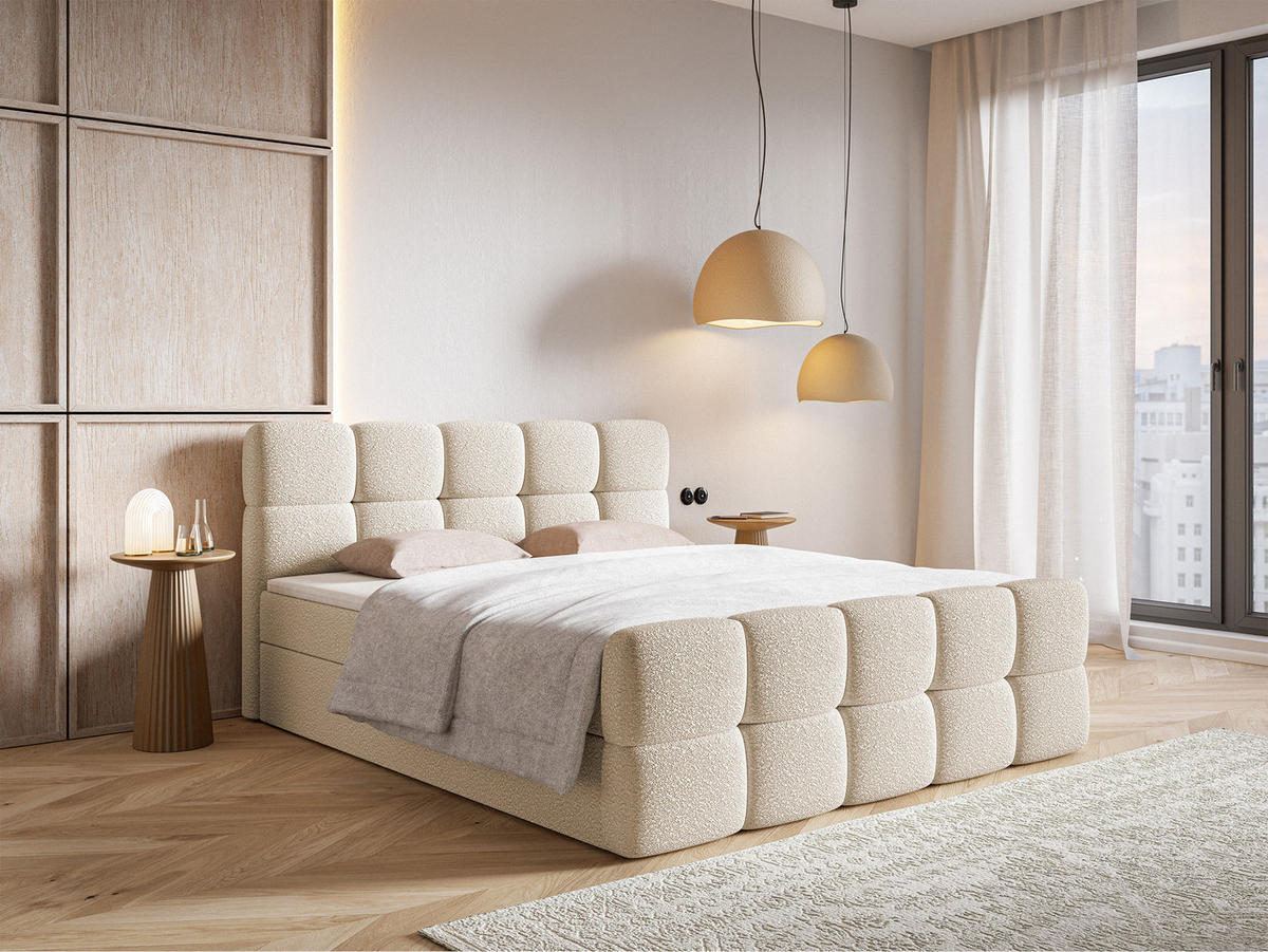 BOXBETT Cloudy Hellbeige Boucle-Bezug 180/200 cm - Beige, Textil (180/200cm) - Selsey