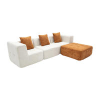 ECKSOFA Eden Komplett Weiß Orange 3-Sitzer - Weiß, Textil (272/71/92cm) - COCO Living
