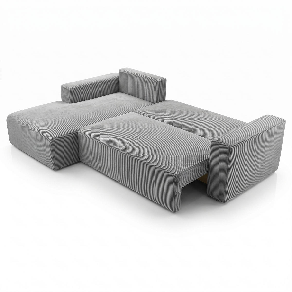 ECKSOFA PULA CORD HELLGRAU L - Links - Hellgrau/Schwarz, Kunststoff/Textil (187/279cm) - Luxkor24