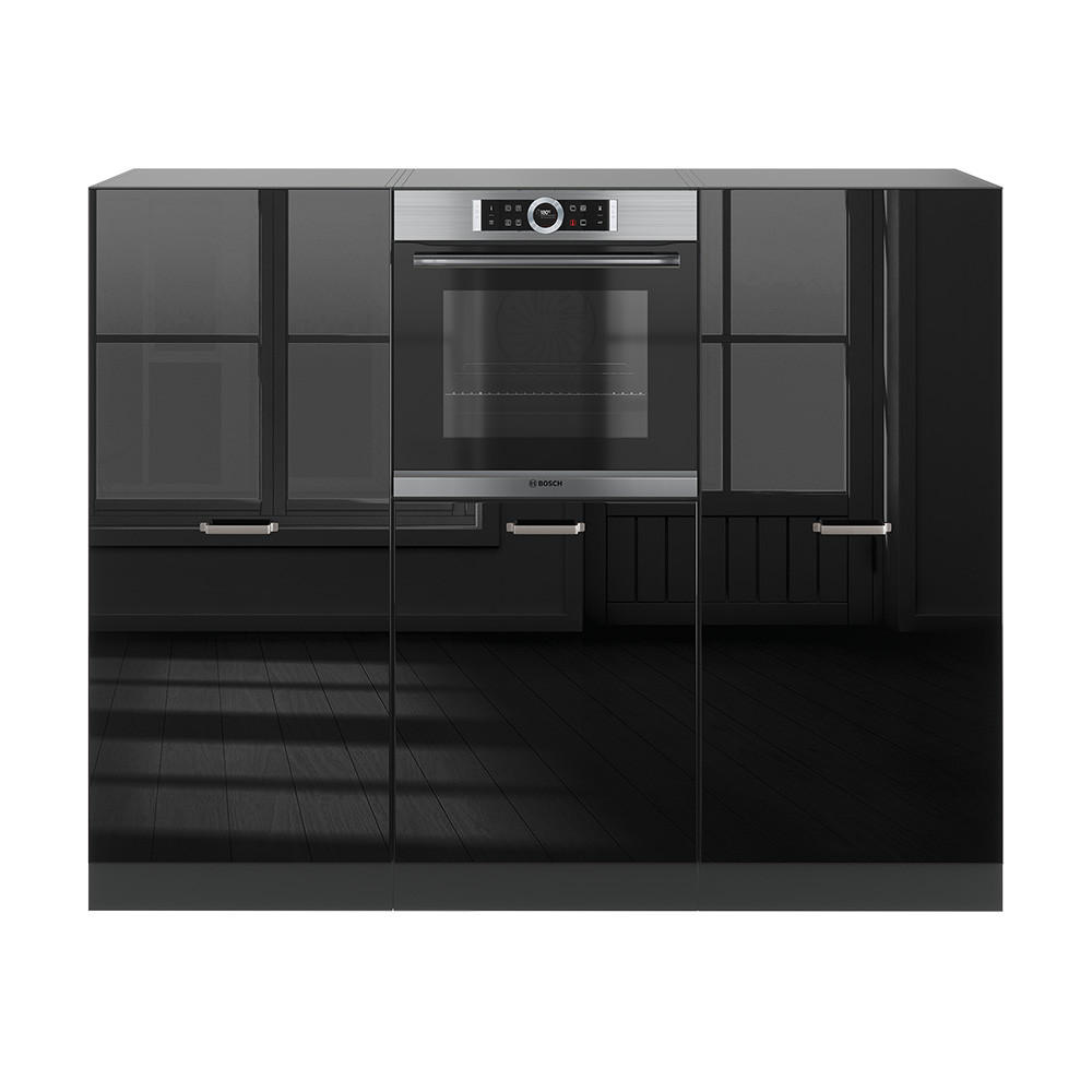 EINBAUKÜCHE R-Line Schwarz Hochglanz/Anthrazit 180 cm ohne AP - Schwarz Hochglanz/Anthrazit, Holzwerkstoff (180/81.6/46cm) - Vicco