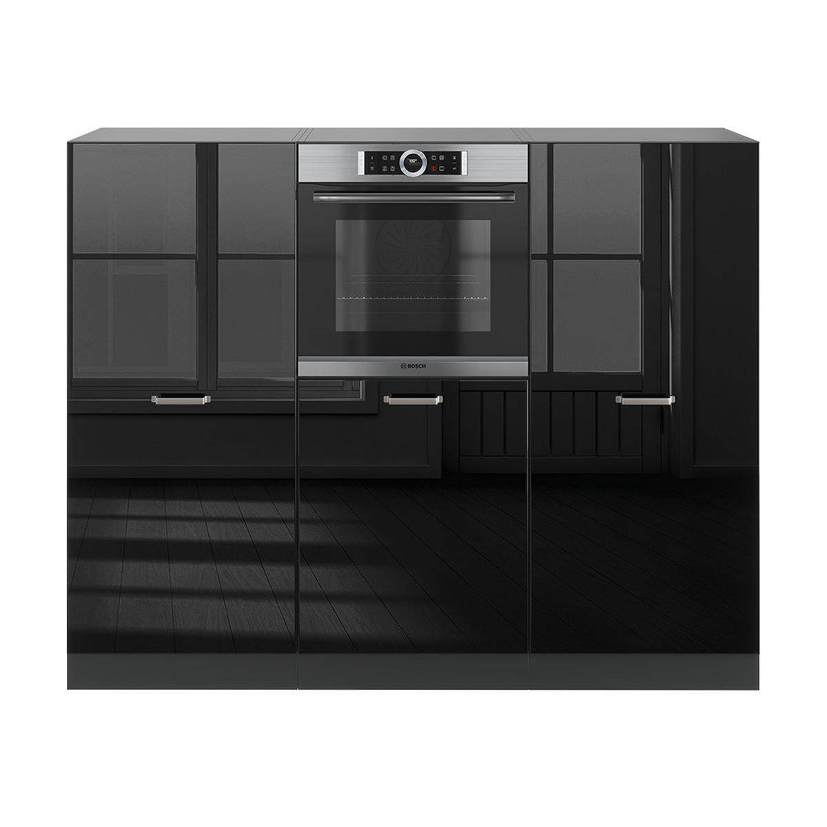 EINBAUKÜCHE R-Line Schwarz Hochglanz/Anthrazit 180 cm ohne AP - Schwarz Hochglanz/Anthrazit, Holzwerkstoff (180/81.6/46cm) - Vicco