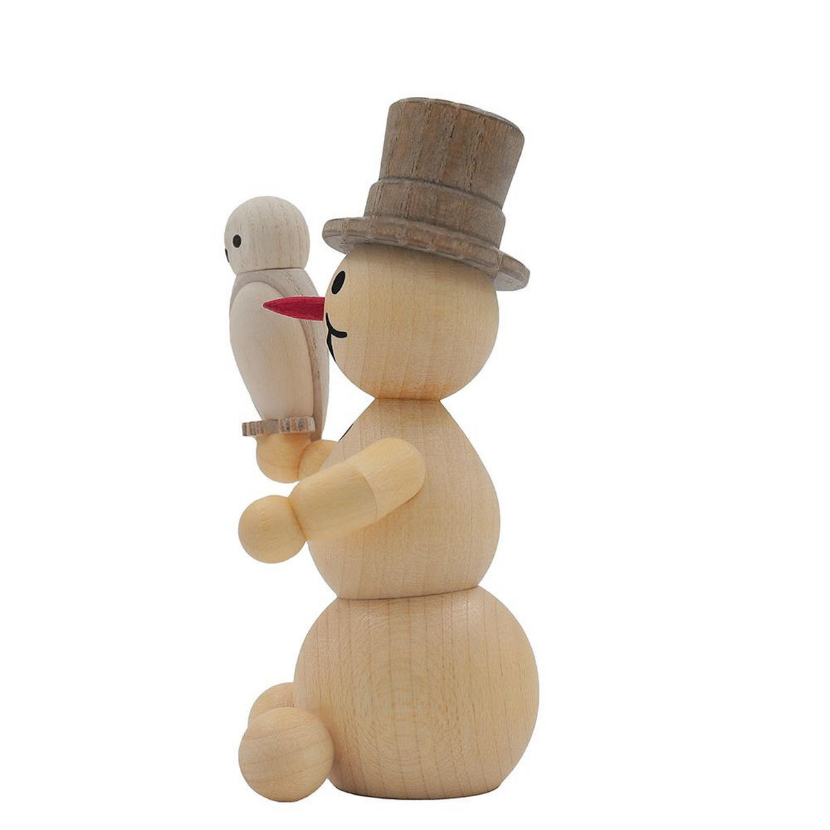 HOLZFIGUR Schneemann mit Schnee-Eule 9 cm - Multicolor, Holz (5/1/0.1cm)