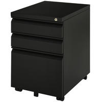 AKTENSCHRANK mit Rädern, konkavem Griff, für Home-Office, Stahl, Schwarz - Schwarz, Metall (48/60/39cm) - Vinsetto