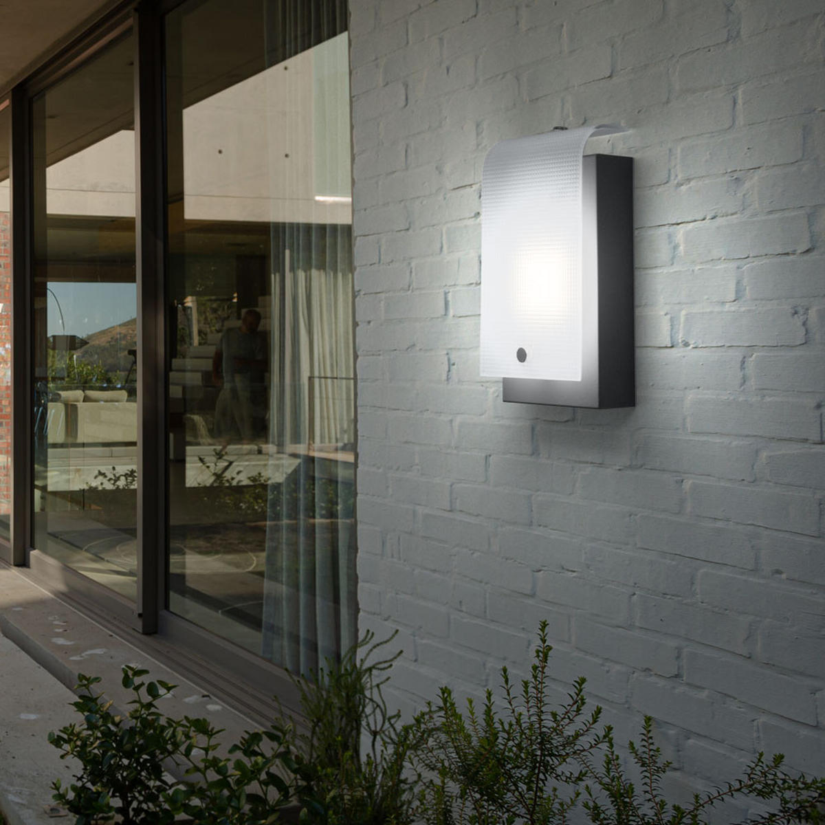 LED AUSSEN-WANDLEUCHTE Stahl Silber - Silberfarben, Glas (7/22.5/12cm)