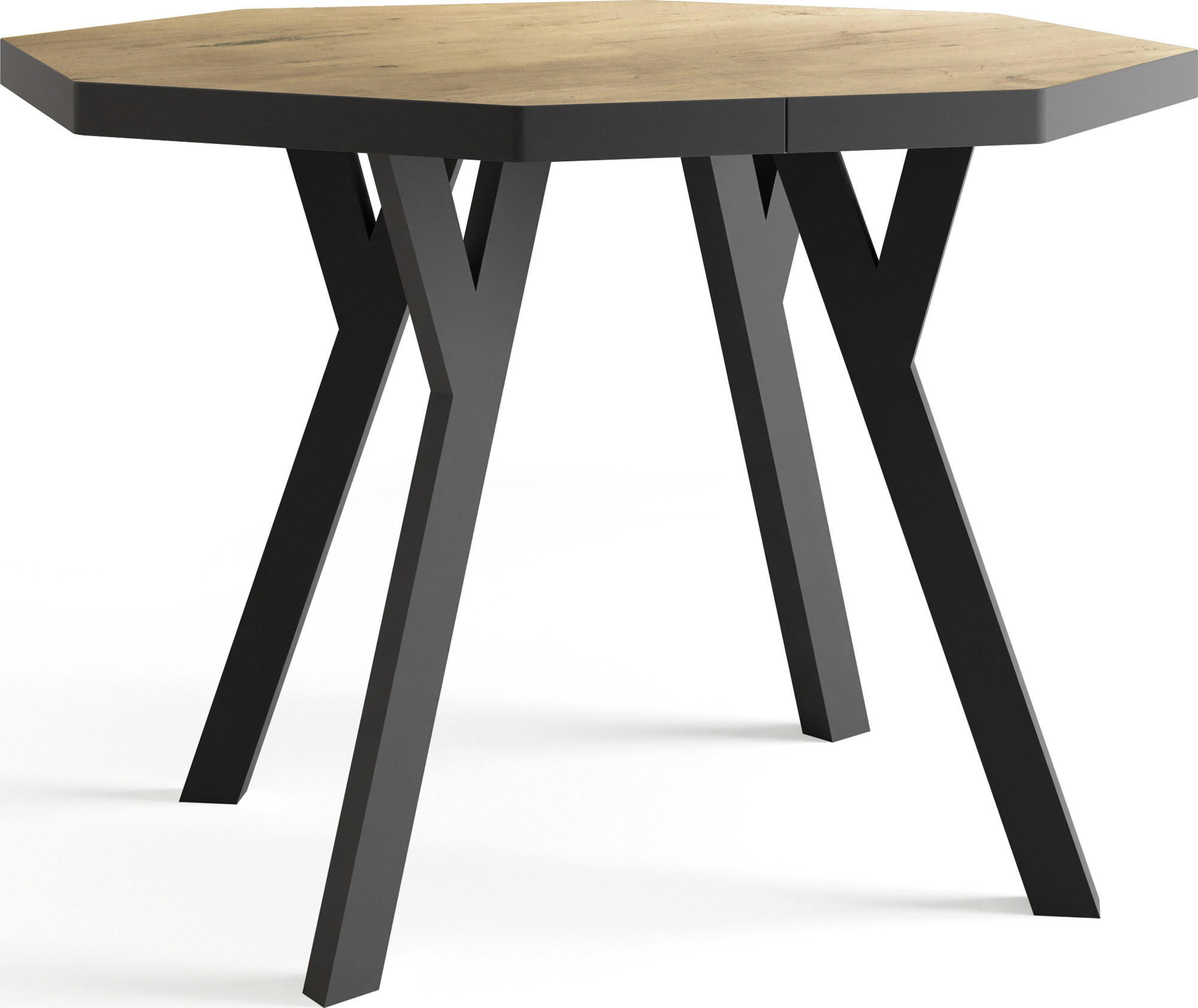 ESSTISCH Desmond achteckiger ausziehbarer, Lancelot Eiche 100-150/100/76 cm - Eichefarben/Schwarz, Holz/Holzwerkstoff (100/150/76cm) - WFL GROUP