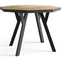 ESSTISCH Desmond achteckiger ausziehbarer, Lancelot Eiche 100-150/100/76 cm - Eichefarben/Schwarz, Holz/Holzwerkstoff (100/150/76cm) - WFL GROUP