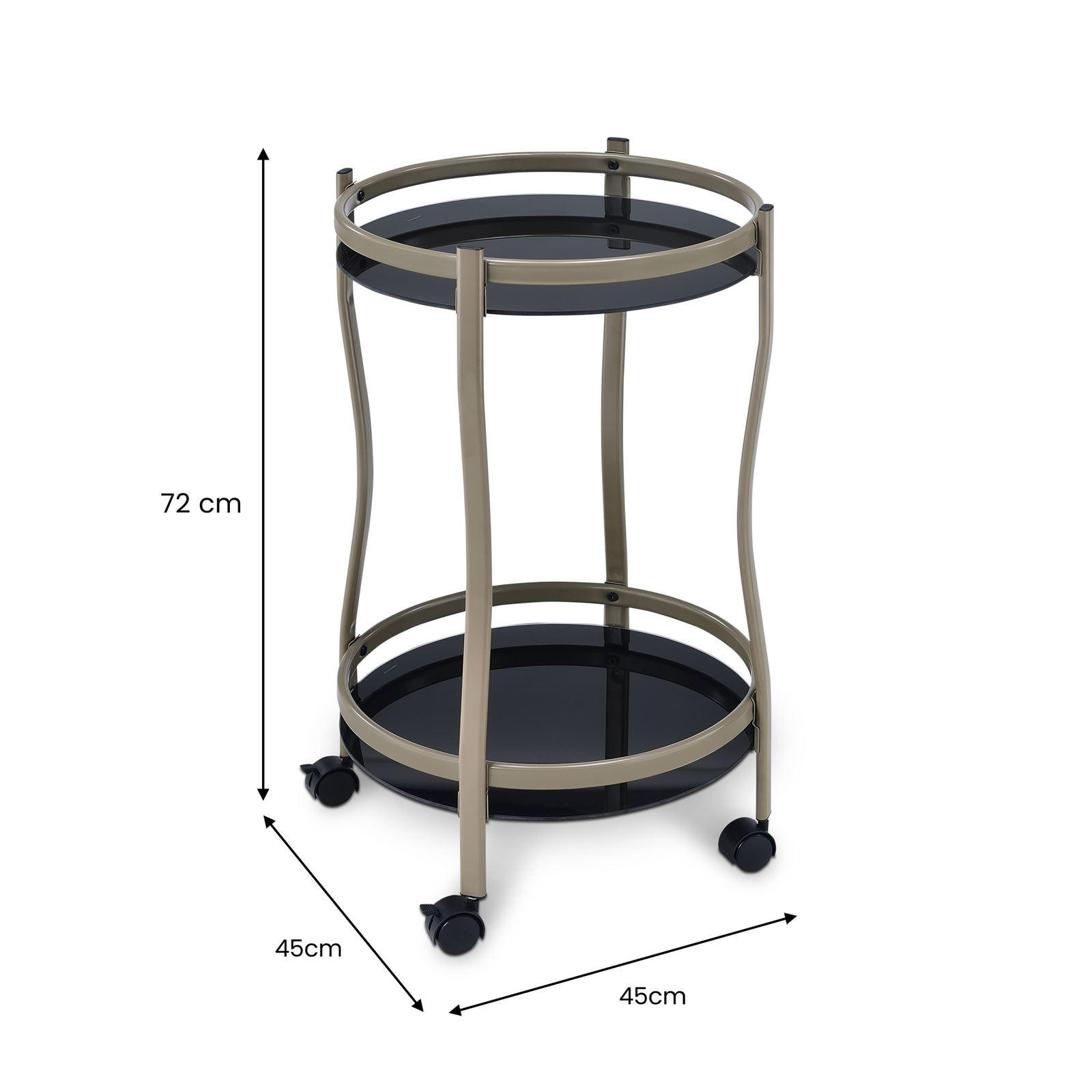 Thumbnail - Idimex Servierwagen, Champagner, Schwarz, Glas, Mode, 45x72x45 cm, Esszimmer, Servierwagen