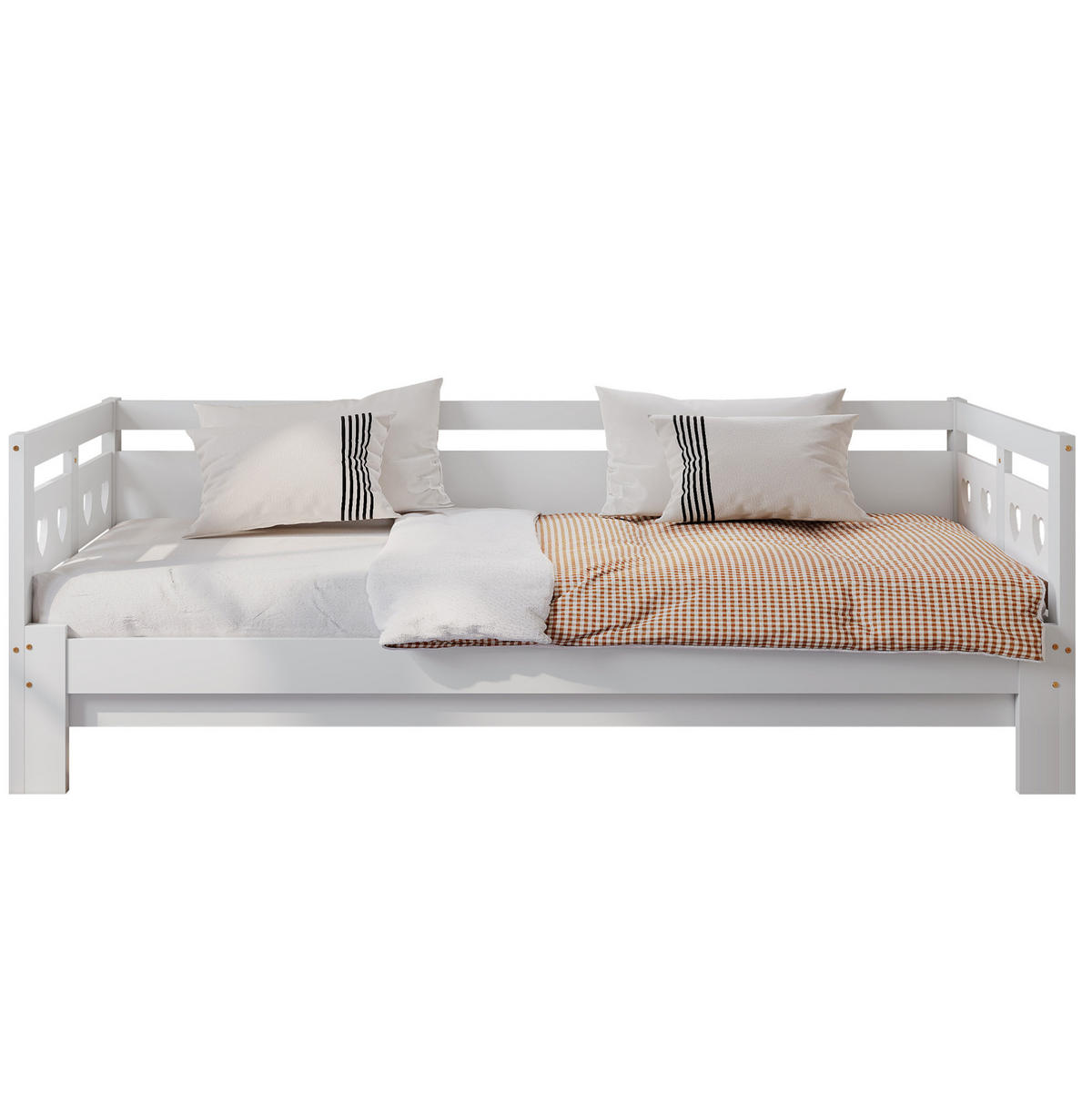 TAGESBETT 90/190 cm Weiß aus Kiefer massiv mit 2 Schlafgelegenheit - Weiß, Holzwerkstoff (90/190cm) - OKWISH