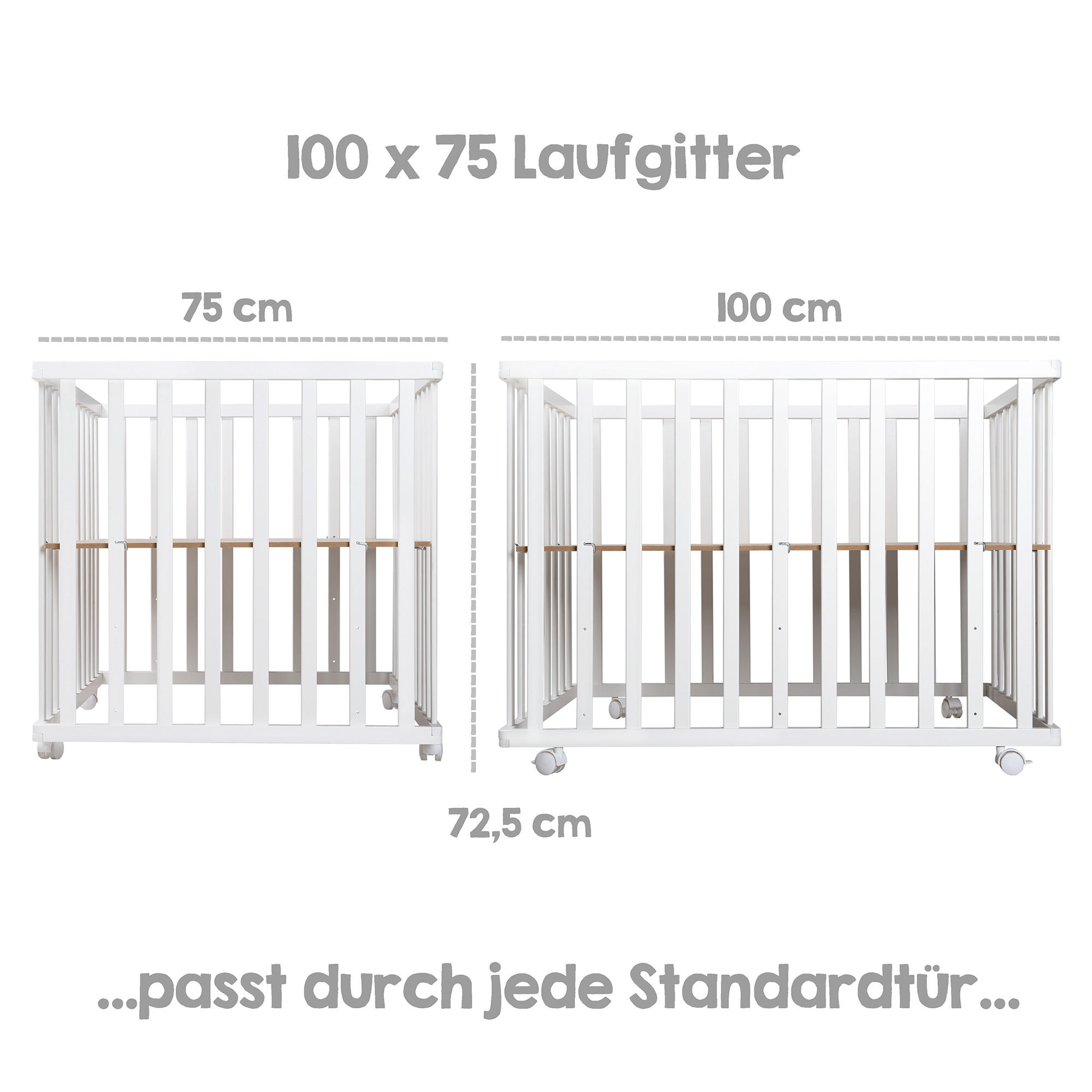 Thumbnail - Roba Laufgitter, Weiß, Grau, Holzwerkstoff, Rechteckig, 72.5x72x98 cm, Babymöbel, Laufstall Baby