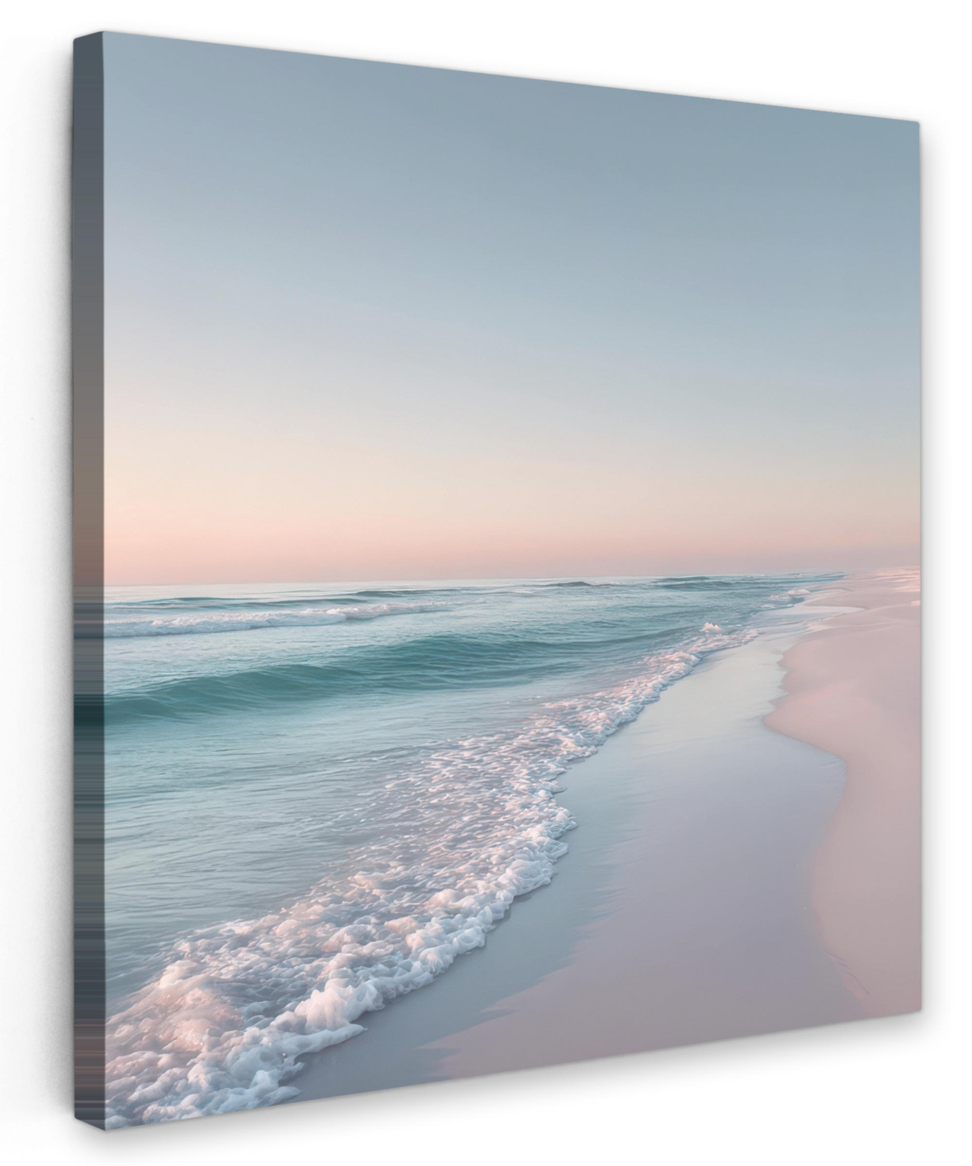 LEINWANDBILD Küstenlinie - Pastell - Wasser Deko Wohnzimmer 20x20 cm - Pastellblau, Textil (20/20cm) - MuchoWow