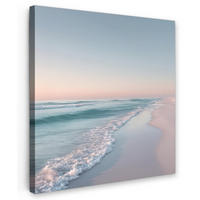 LEINWANDBILD Küstenlinie - Pastell - Wasser Deko Wohnzimmer 20x20 cm - Pastellblau, Textil (20/20cm) - MuchoWow