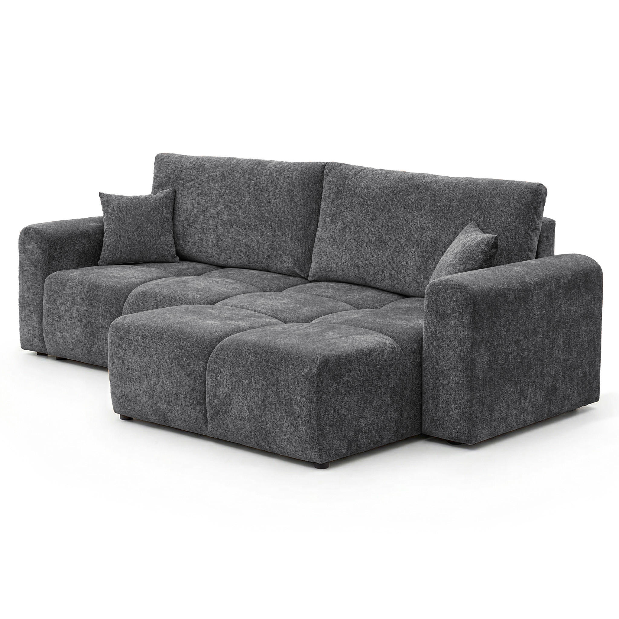 ECKSOFA BALOO mit Schlaffunktion und Bettkasten Dunkelgrau - Dunkelgrau, Holzwerkstoff/Kunststoff (250/90/160cm) - Idohome