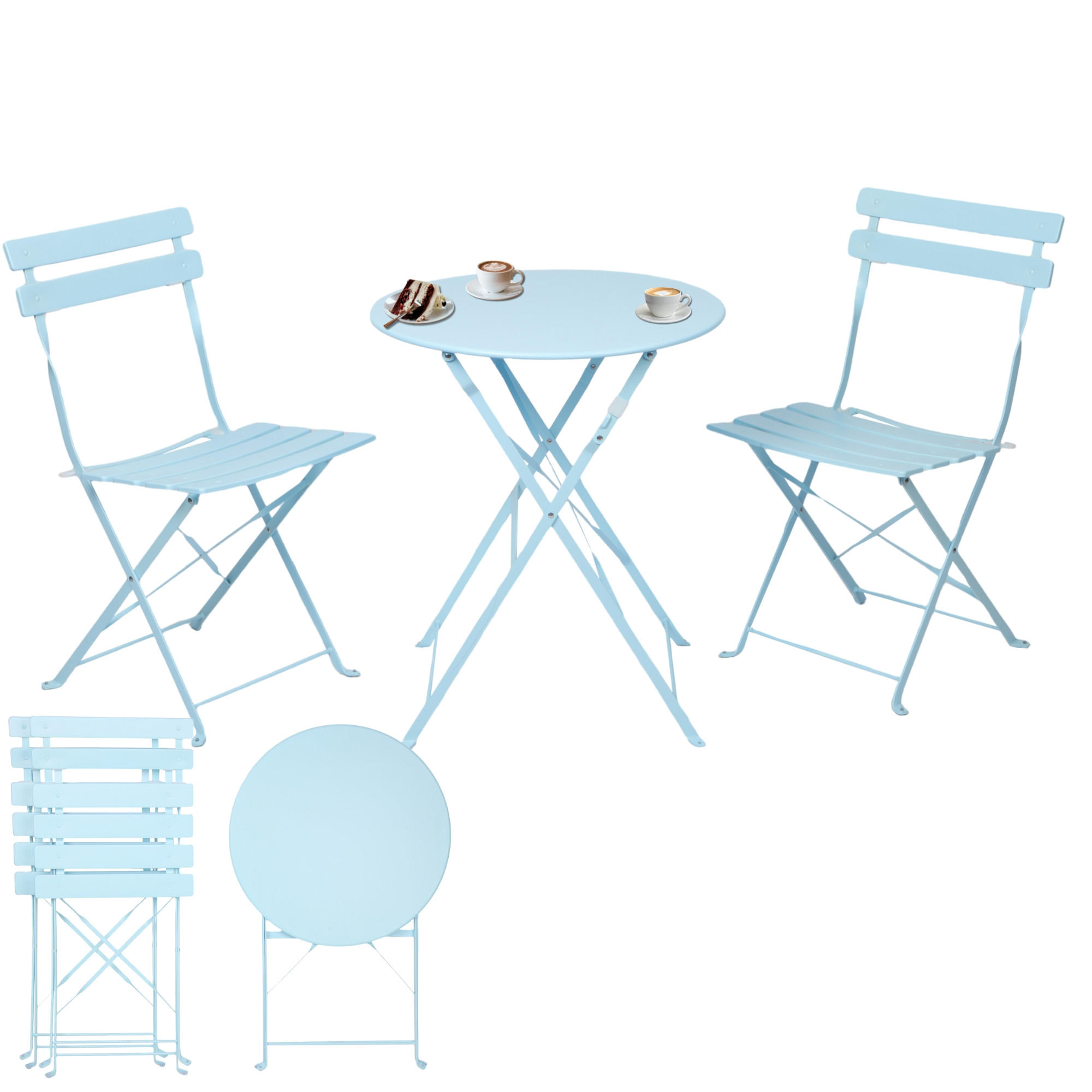BISTRO SET Blau - Blau, Metall - Albatros