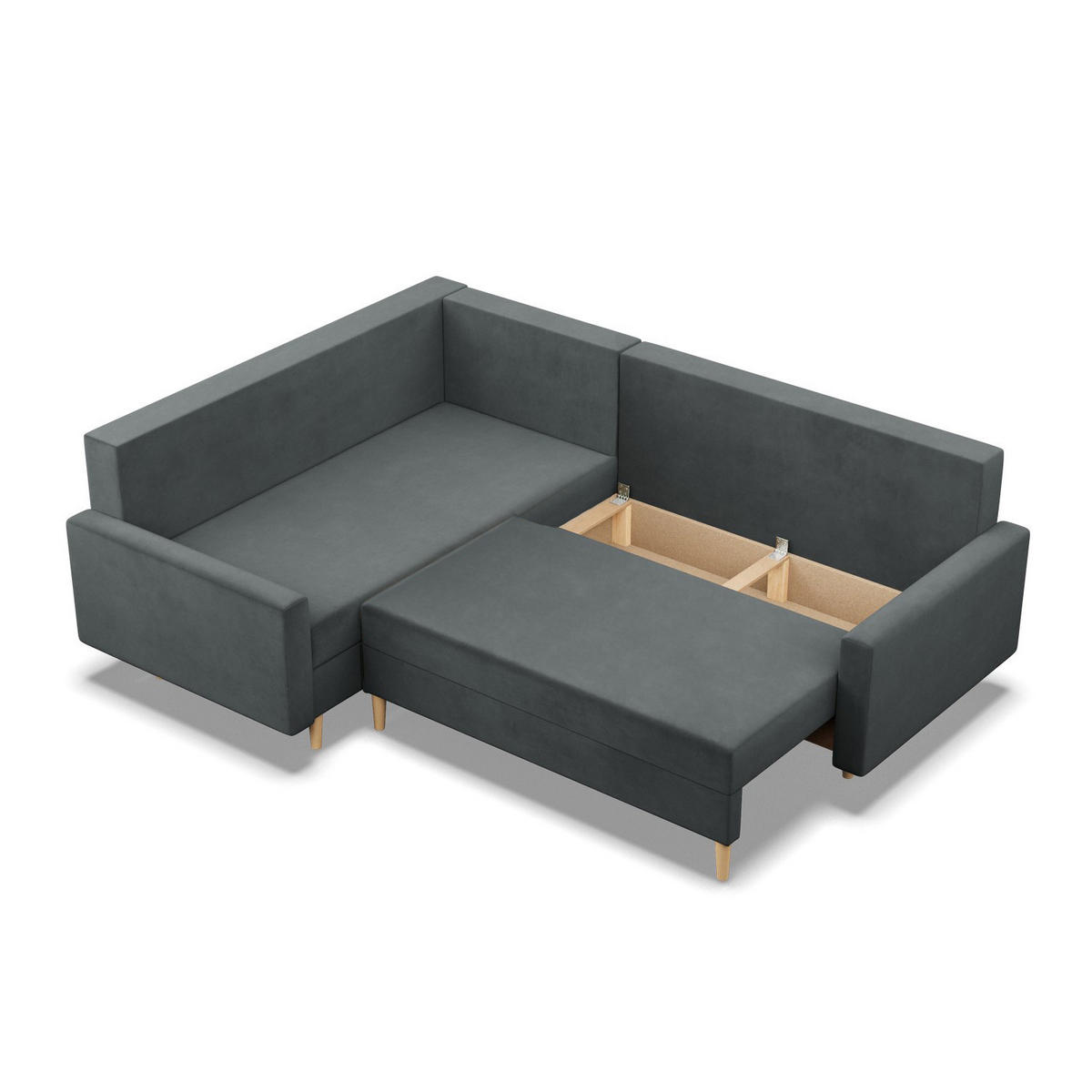 ECKSOFA MIT SCHLAFFUNKTION LINKS BLANK , Dunkelgrau - Grau, Textil (223/175cm)