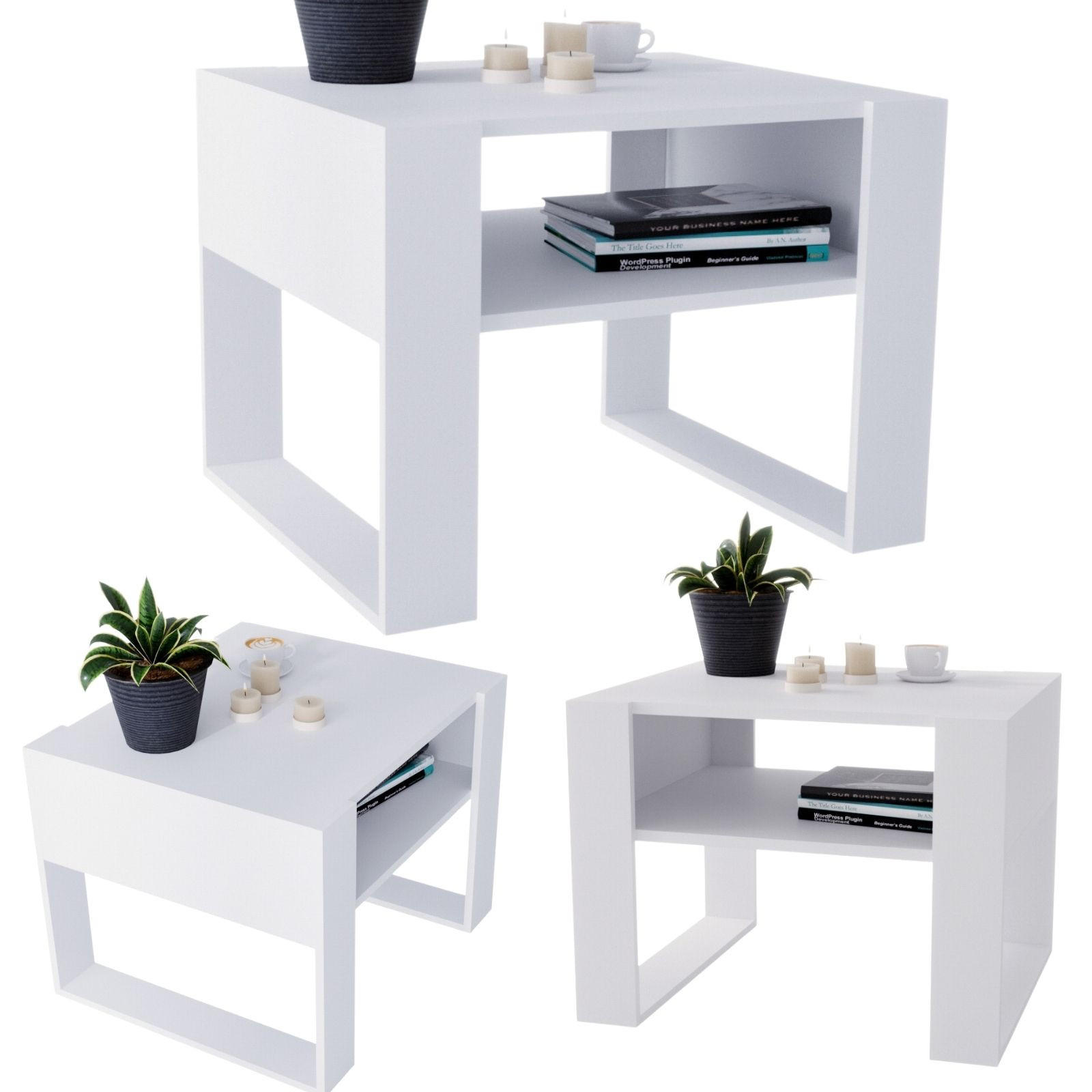 CraftPAK KONZOLOVÝ STOLEK z dřevotřísky, obdélníkový, stabilní, bílý, 45/53,6/65 cm