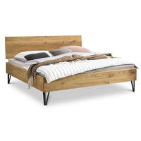 MASSIVHOLZBETT Wildeiche Premium 04 / 100 x 200 cm / wildeiche-natur-geölt - Hellbraun, Holz (100/200cm) - BED BOX