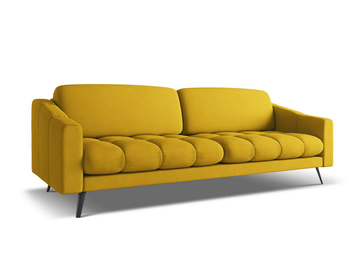 4-SITZER-SOFA Chenille Stoff Gelb - Currygelb/Gelb, Textil/Metall (238/80/95cm) - Makamii