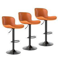 BARHOCKER 3er Set Kunstleder Orange Höhenverstellbar Drehbar - Orange, Kunststoff (45/100/38cm)