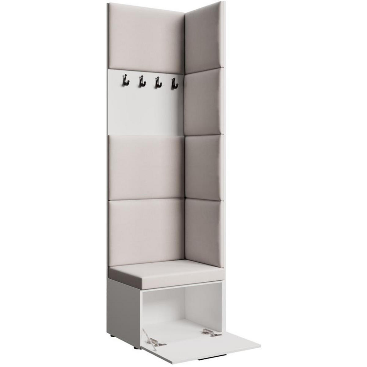 GARDEROBE Margaret V 81/203/43 mit gepolsterten Paneelen - Schwarz/Weiß, Holzwerkstoff/Kunststoff (60/206.5/42cm) - Beautysofa