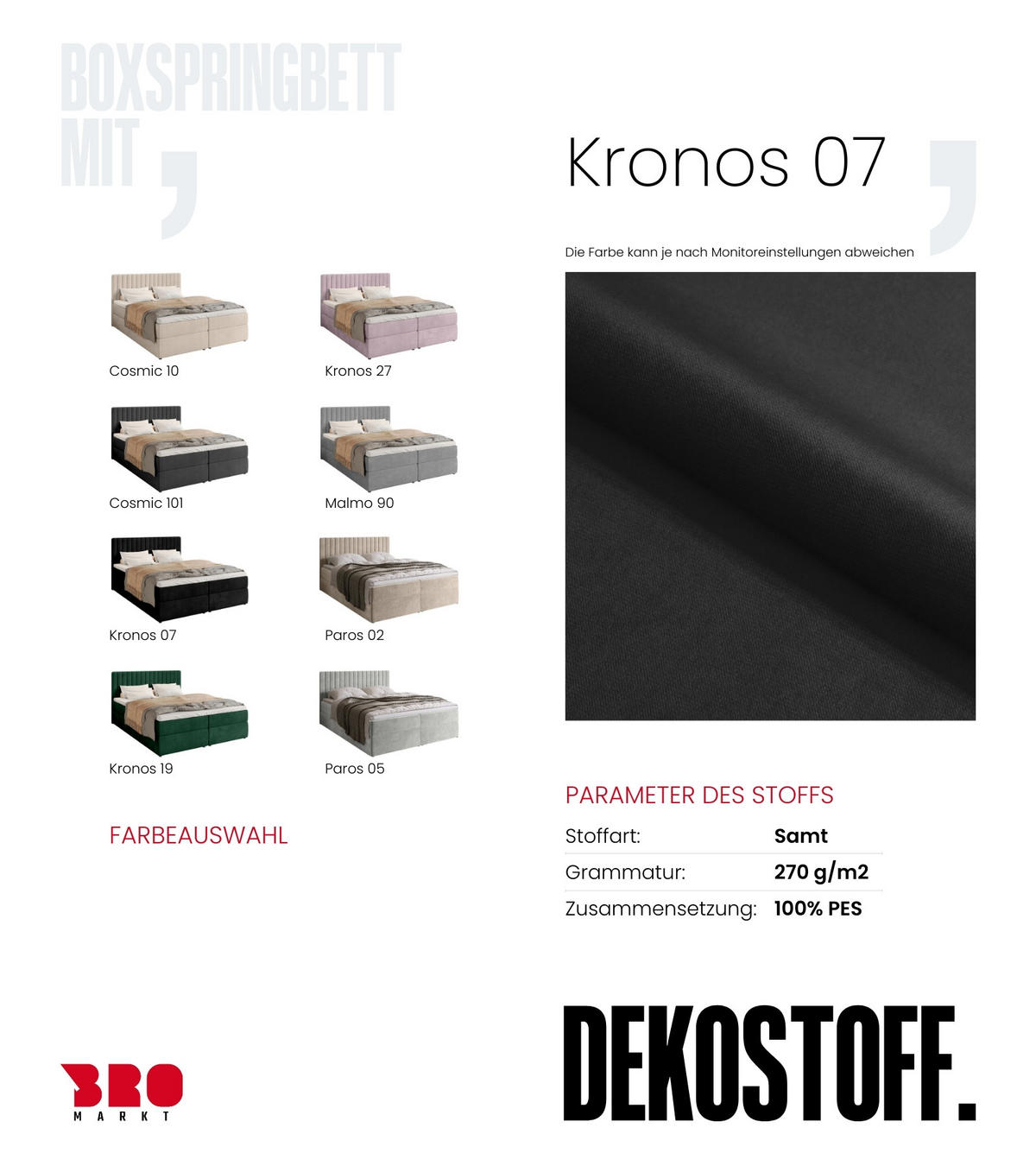 BOXBETT Dream mit Topper 140/200 Schwarz - Schwarz, Holzwerkstoff/Textil (140/200cm) - Bromarkt