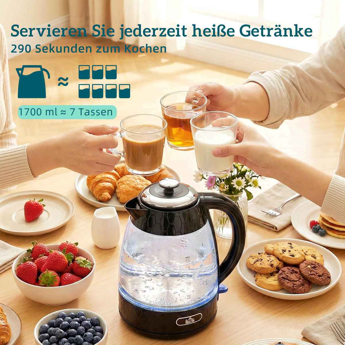 TOASTER mit Wasserkocher DE-07941 Schwarz - Schwarz, Kunststoff (16.9/23.8/22.2cm) - ComfortXL
