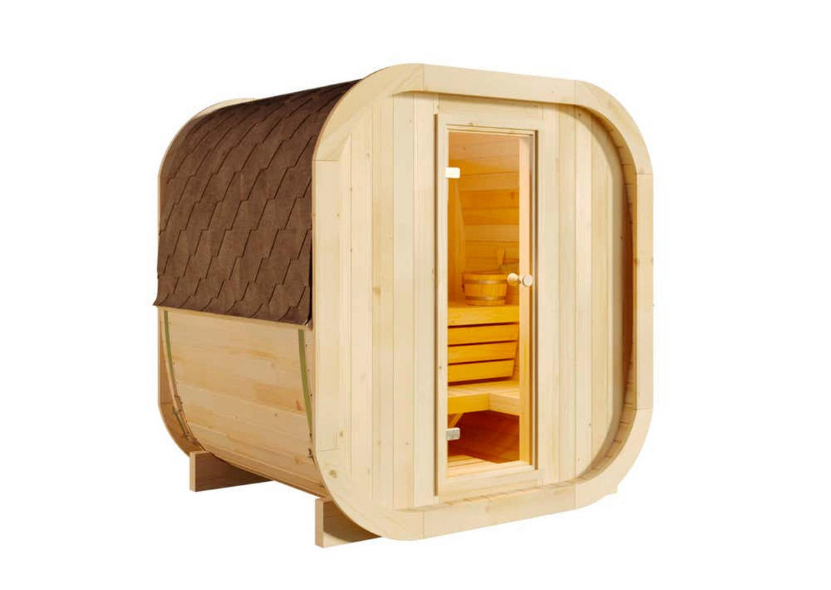 FASSSAUNA Holz ScandiCube Mini XS - Naturfarben, Holz (210/214/166cm) - FinnTherm