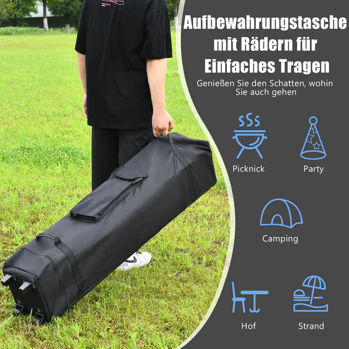PAVILLON Blau - Blau, Metall (395/283/395cm) - COSTWAY
