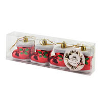 VÁNOČNÍ OZDOBY Santa Lila, 4dílná, plast, 5/3,5/6cm - červená, plast (3.5/7/21cm) - Mondex